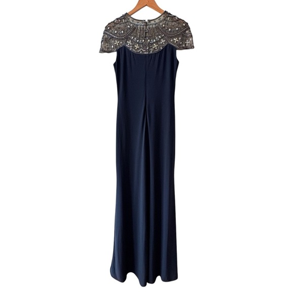 Betsy Adam Navy Embellished Shoulder Evening Gown - Picture 4 of 15
